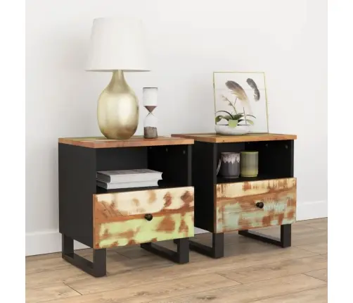 Naktinės Spintelės, 2Vnt., Perdirbta Ir Apdirbta Mediena