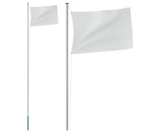 Sekcijinis Vėliavos Stiebas, Sidabrinis, 6,08M, Aliuminis