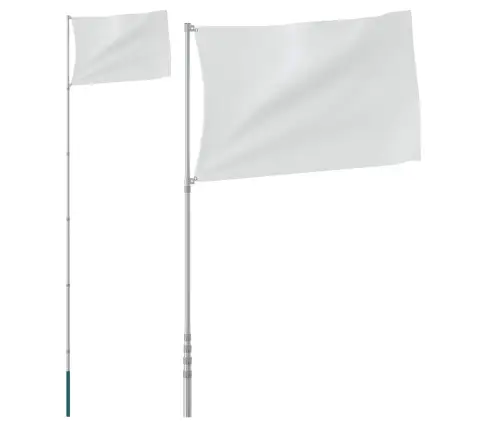 Teleskoopiline Lipumast, Hõbedane, 5,5 M, Alumiinium