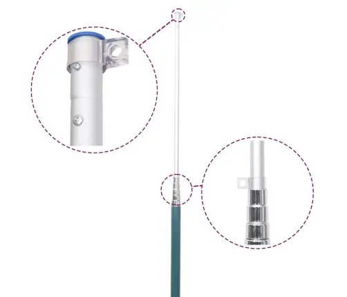 Teleskoopiline Lipumast, Hõbedane, 5,5 M, Alumiinium