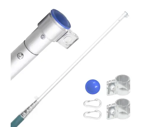 Teleskoopiline Lipumast, Hõbedane, 5,5 M, Alumiinium