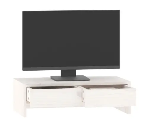 Monitora Paliktnis, Balts, 50X27X15 Cm, Priedes Masīvkoks Vidaxl