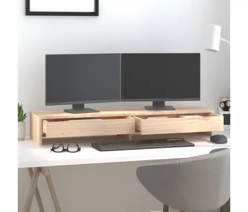 Monitora Paliktnis, 100X27X15 Cm, Priedes Masīvkoks Vidaxl