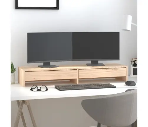 Monitora Paliktnis, 100X27X15 Cm, Priedes Masīvkoks Vidaxl