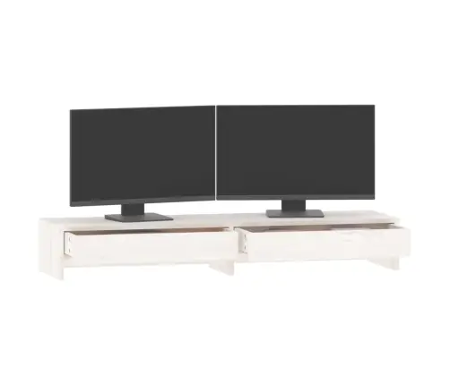 Monitora Paliktnis, Balts, 100X27X15 Cm, Priedes Masīvkoks Vidaxl
