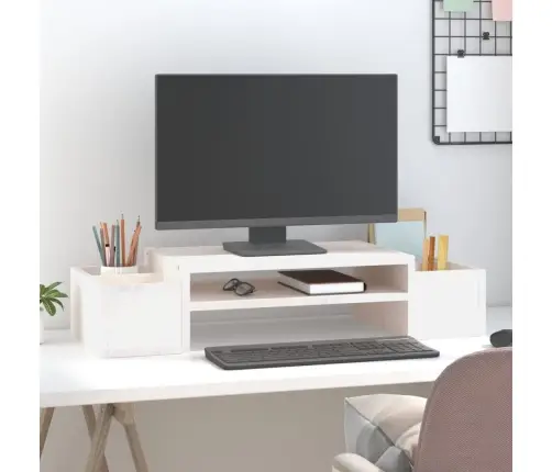 Monitora Paliktnis, Balts, 70X27,5X15 Cm, Priedes Masīvkoks Vidaxl