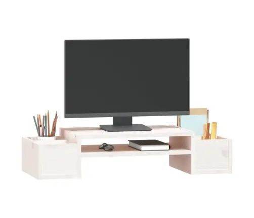 Monitora Paliktnis, Balts, 70X27,5X15 Cm, Priedes Masīvkoks Vidaxl