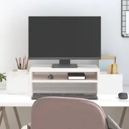 Monitora Paliktnis, Balts, 70X27,5X15 Cm, Priedes Masīvkoks Vidaxl