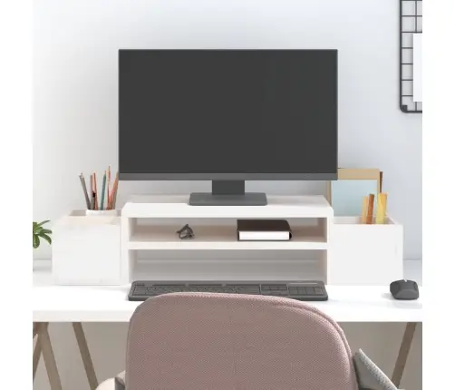 Monitora Paliktnis, Balts, 70X27,5X15 Cm, Priedes Masīvkoks Vidaxl