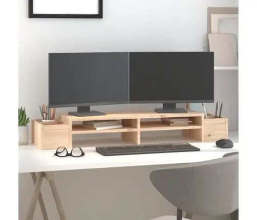 Monitora Paliktnis, 100X27,5X15 Cm, Priedes Masīvkoks Vidaxl