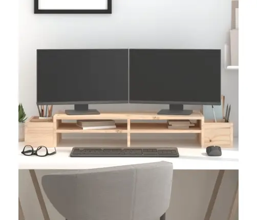 Monitora Paliktnis, 100X27,5X15 Cm, Priedes Masīvkoks Vidaxl