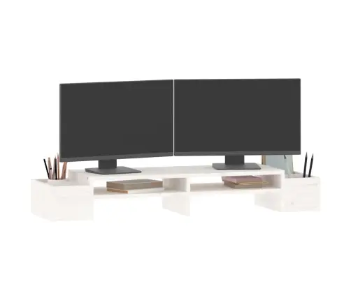 Monitora Paliktnis, Balts, 100X27,5X15 Cm, Priedes Masīvkoks Vidaxl