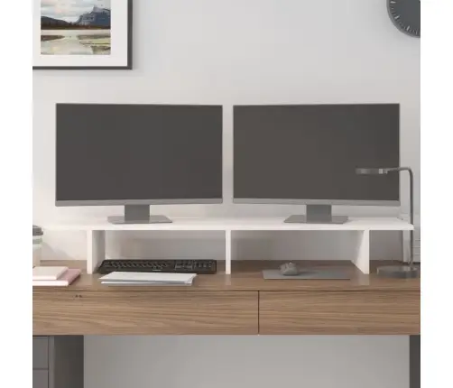 Monitoriaus Stovas, Baltas, 100X27X15cm Pušies Masyvas
