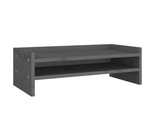 Monitora Paliktnis, Pelēks, 50X24X16 Cm, Priedes Masīvkoks Vidaxl