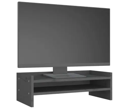 Monitora Paliktnis, Pelēks, 50X24X16 Cm, Priedes Masīvkoks Vidaxl