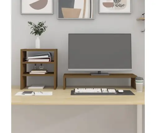 Monitora Paliktnis, Medus Brūns, 81X20X30 Cm, Priedes Masīvkoks Vidaxl