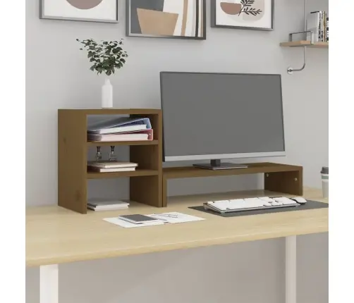 Monitora Paliktnis, Medus Brūns, 81X20X30 Cm, Priedes Masīvkoks Vidaxl