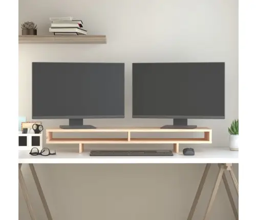 Monitoriaus Stovas, 100X27X14cm Pušies Medienos Masyvas