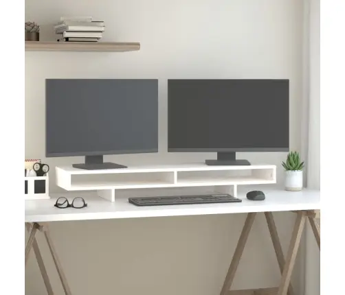 Monitora Paliktnis, Balts, 100X27X14 Cm, Priedes Masīvkoks Vidaxl