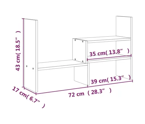 Monitorialus, Valge, (39-72) X 17 X 43 cm Männipuit