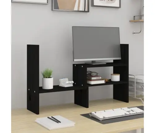 Monitoriaus Stovas, Juodas, (39–72)X17X43cm Pušies Masyvas