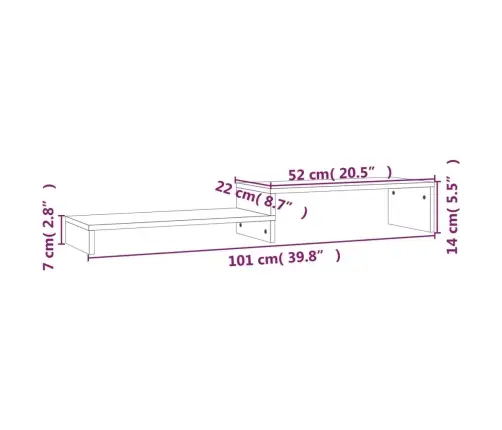 Monitorialus, Valge, (52-101) X 22 X 14 cm Männipuit