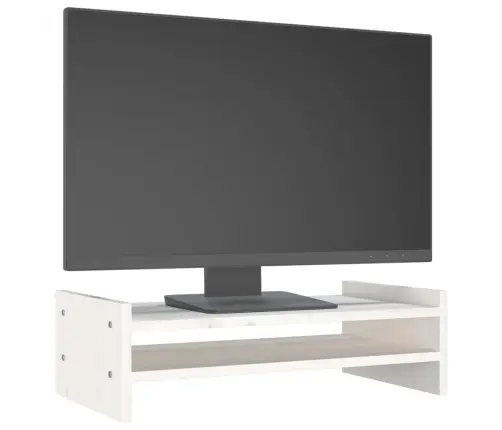 Monitora Paliktnis, Balts, 50X27X15 Cm, Priedes Masīvkoks Vidaxl