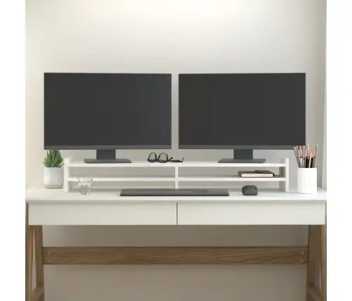 Monitora Paliktnis, Balts, 100X27X15 Cm, Priedes Masīvkoks Vidaxl
