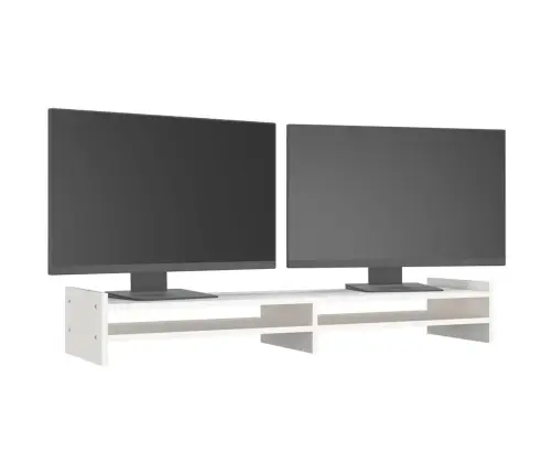 Monitora Paliktnis, Balts, 100X27X15 Cm, Priedes Masīvkoks Vidaxl