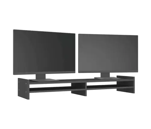 Monitora Paliktnis, Pelēks, 100X27X15 Cm, Priedes Masīvkoks Vidaxl