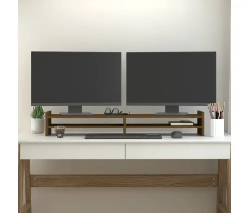 Monitora Paliktnis, Brūns, 100X27X15 Cm, Priedes Masīvkoks Vidaxl