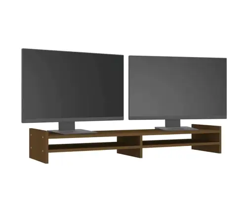 Monitora Paliktnis, Brūns, 100X27X15 Cm, Priedes Masīvkoks Vidaxl