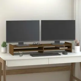 Monitora Paliktnis, Brūns, 100X27X15 Cm, Priedes Masīvkoks Vidaxl