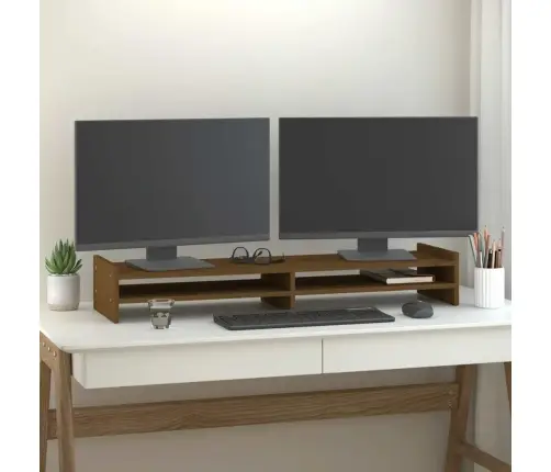 Monitora Paliktnis, Brūns, 100X27X15 Cm, Priedes Masīvkoks Vidaxl