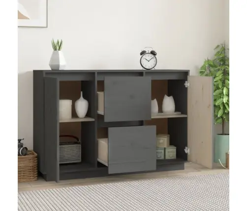 Kumode, Pelēka, 111X34X75 Cm, Priedes Masīvkoks Vidaxl