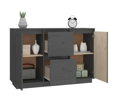 Kumode, Pelēka, 111X34X75 Cm, Priedes Masīvkoks Vidaxl