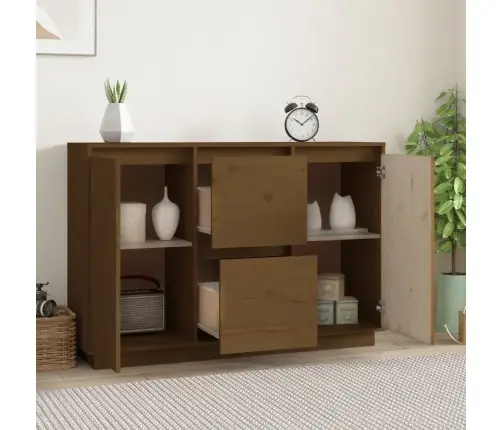 Kumode, Medus Brūna, 111X34X75 Cm, Priedes Masīvkoks Vidaxl