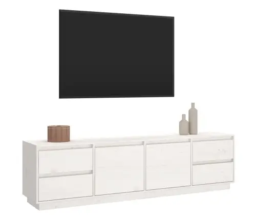 Tv Plaukts, Balts, 176X37X47,5 Cm, Priedes Masīvkoks Vidaxl
