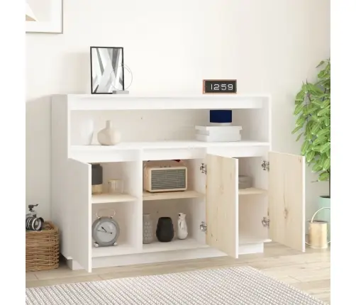 Šoninė Spintelė, Balta, 104,5X34X80cm Pušies Medienos Masyvas