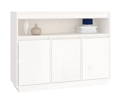 Šoninė Spintelė, Balta, 104,5X34X80cm Pušies Medienos Masyvas