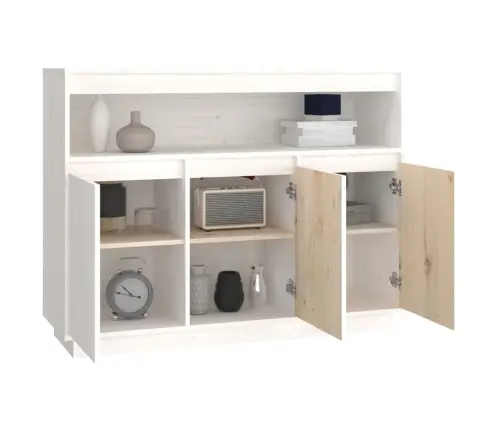 Šoninė Spintelė, Balta, 104,5X34X80cm Pušies Medienos Masyvas