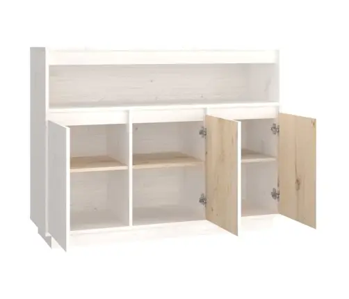 Šoninė Spintelė, Balta, 104,5X34X80cm Pušies Medienos Masyvas