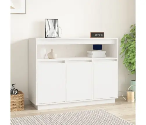 Šoninė Spintelė, Balta, 104,5X34X80cm Pušies Medienos Masyvas