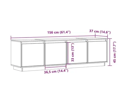 Televizoriaus Spintelė, 156X37X45cm Pušies Medienos Masyvas