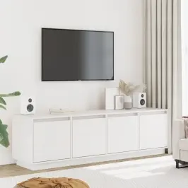 Tv Plaukts, Balts, 156X37X45 Cm, Priedes Masīvkoks Vidaxl