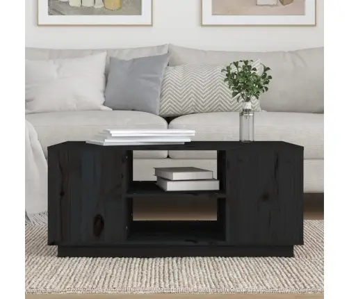 Kavos Staliukas, Juodas, 90X49X40,5cm Pušies Medienos Masyvas Kavos Staliukas, Juodas, 90X49X40,5cm Pušies Medienos Masyvas