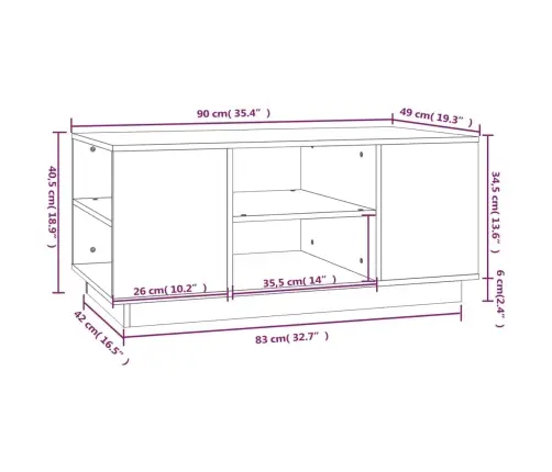 Kavos Staliukas, Juodas, 90X49X40,5cm Pušies Medienos Masyvas Kavos Staliukas, Juodas, 90X49X40,5cm Pušies Medienos Masyvas