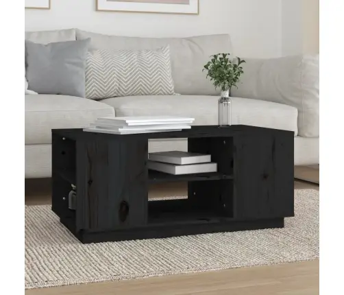 Kavos Staliukas, Juodas, 90X49X40,5cm Pušies Medienos Masyvas Kavos Staliukas, Juodas, 90X49X40,5cm Pušies Medienos Masyvas
