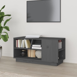 Tv Skapītis, Pelēks, 80X35X40,5 Cm, Priedes Masīvkoks Vidaxl