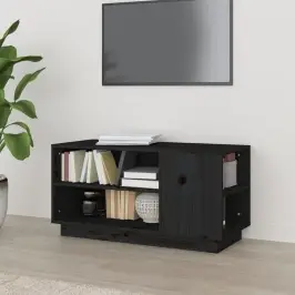 Tv Skapītis, Melns, 80X35X40,5 Cm, Priedes Masīvkoks Vidaxl